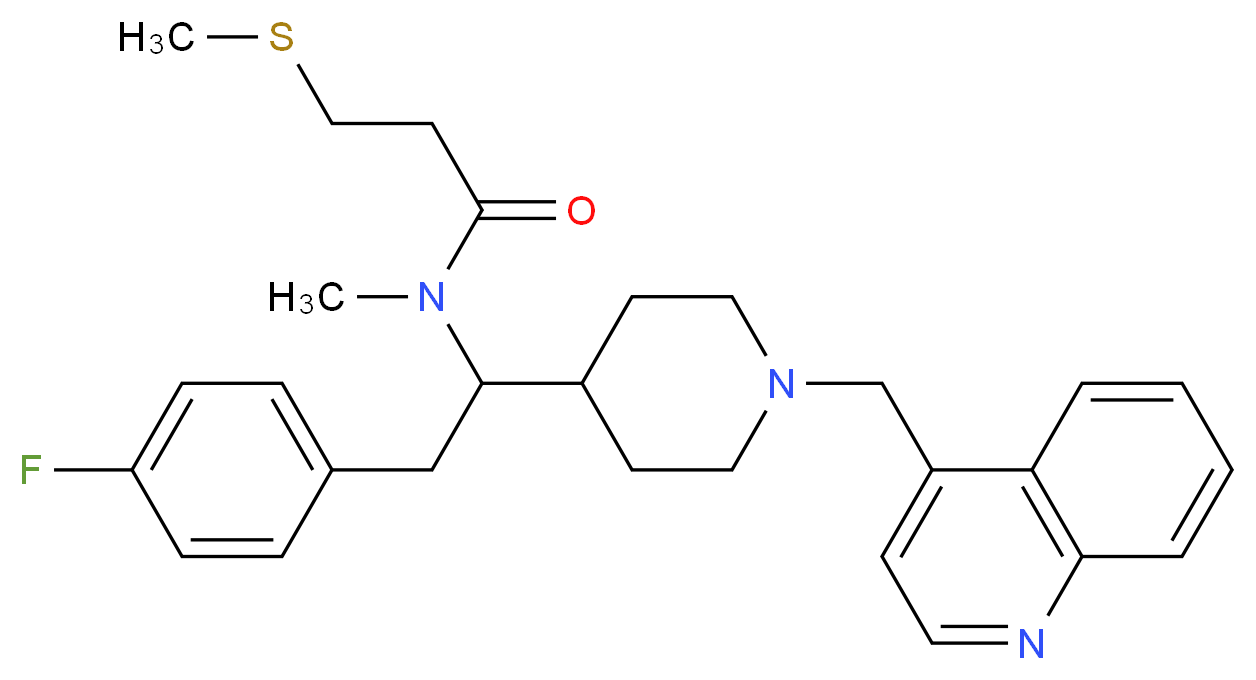 N-{2-(4-fluorophenyl)-1-[1-(4-quinolinylmethyl)-4-piperidinyl]ethyl}-N-methyl-3-(methylthio)propanamide_分子结构_CAS_)