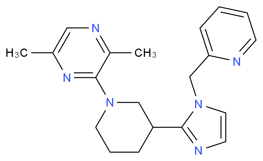 2,5-dimethyl-3-{3-[1-(2-pyridinylmethyl)-1H-imidazol-2-yl]-1-piperidinyl}pyrazine_分子结构_CAS_)