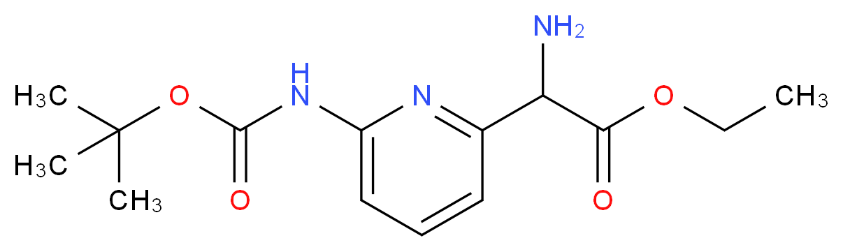 ethyl 2-amino-2-(6-(tert-butoxycarbonylamino)pyridin-2-yl)acetate_分子结构_CAS_1246550-38-8)