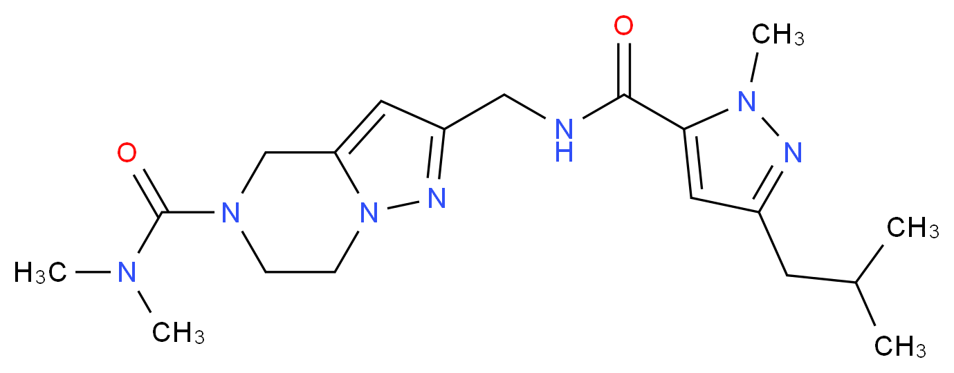 2-({[(3-isobutyl-1-methyl-1H-pyrazol-5-yl)carbonyl]amino}methyl)-N,N-dimethyl-6,7-dihydropyrazolo[1,5-a]pyrazine-5(4H)-carboxamide_分子结构_CAS_)