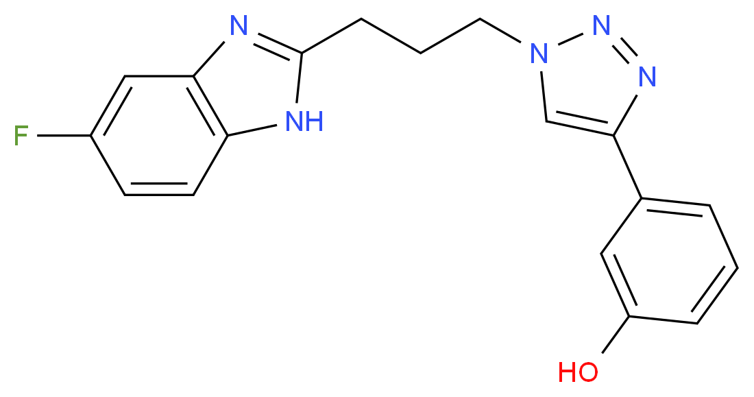 3-{1-[3-(5-fluoro-1H-benzimidazol-2-yl)propyl]-1H-1,2,3-triazol-4-yl}phenol_分子结构_CAS_)