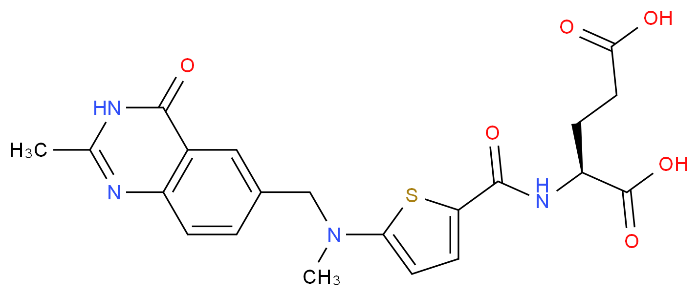 (2S)-2-[(5-{methyl[(2-methyl-4-oxo-3,4-dihydroquinazolin-6-yl)methyl]amino}thiophen-2-yl)formamido]pentanedioic acid_分子结构_CAS_112887-68-0