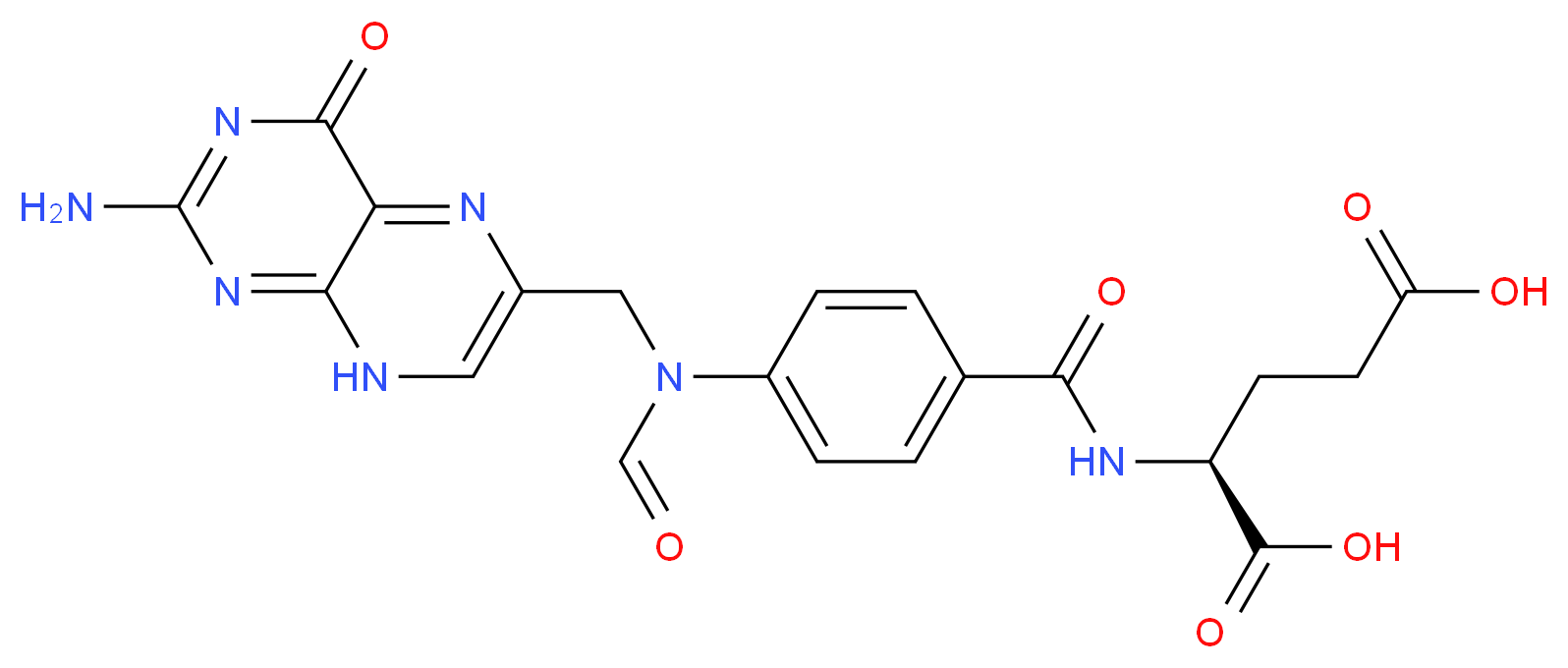 (2S)-2-[(4-{N-[(2-amino-4-oxo-4,8-dihydropteridin-6-yl)methyl]formamido}phenyl)formamido]pentanedioic acid_分子结构_CAS_134-05-4