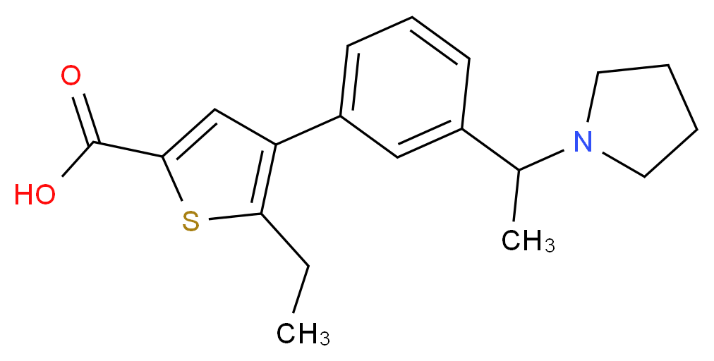 5-ethyl-4-[3-(1-pyrrolidin-1-ylethyl)phenyl]thiophene-2-carboxylic acid_分子结构_CAS_)
