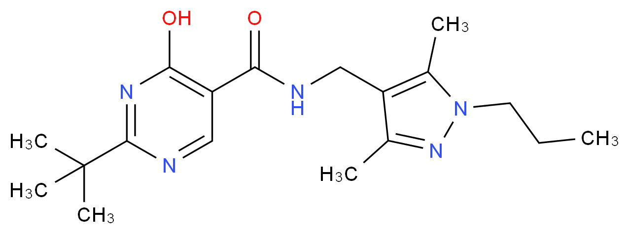 2-tert-butyl-N-[(3,5-dimethyl-1-propyl-1H-pyrazol-4-yl)methyl]-4-hydroxypyrimidine-5-carboxamide_分子结构_CAS_)
