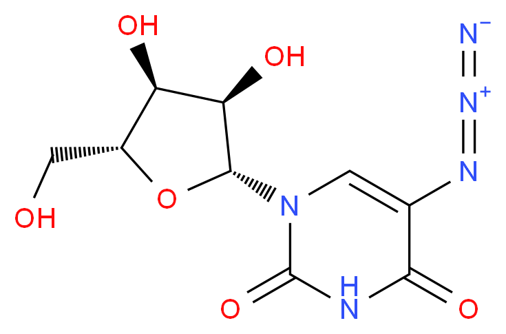 5-azido-1-[(2R,3R,4S,5R)-3,4-dihydroxy-5-(hydroxymethyl)oxolan-2-yl]-1,2,3,4-tetrahydropyrimidine-2,4-dione_分子结构_CAS_1355028-82-8