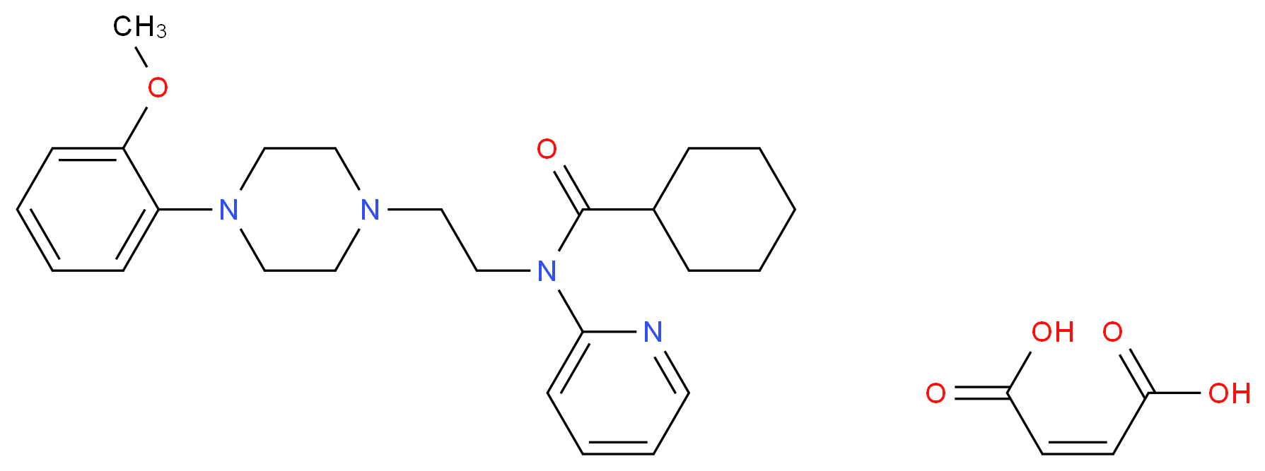 (2Z)-but-2-enedioic acid; N-{2-[4-(2-methoxyphenyl)piperazin-1-yl]ethyl}-N-(pyridin-2-yl)cyclohexanecarboxamide_分子结构_CAS_634908-75-1