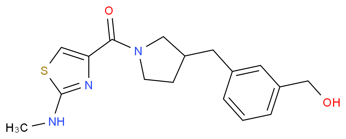 {3-[(1-{[2-(methylamino)-1,3-thiazol-4-yl]carbonyl}pyrrolidin-3-yl)methyl]phenyl}methanol_分子结构_CAS_)