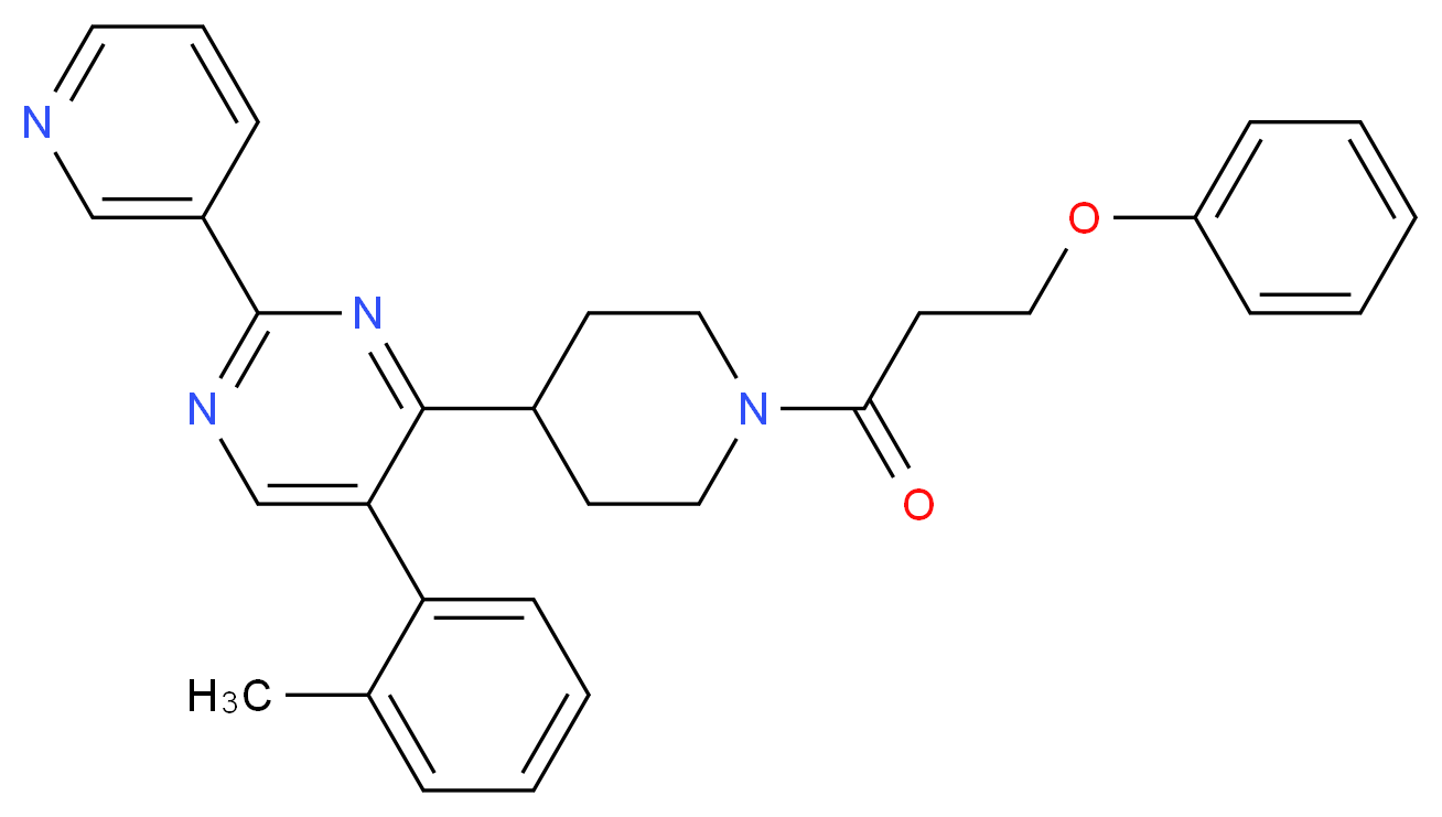 5-(2-methylphenyl)-4-[1-(3-phenoxypropanoyl)-4-piperidinyl]-2-(3-pyridinyl)pyrimidine_分子结构_CAS_)