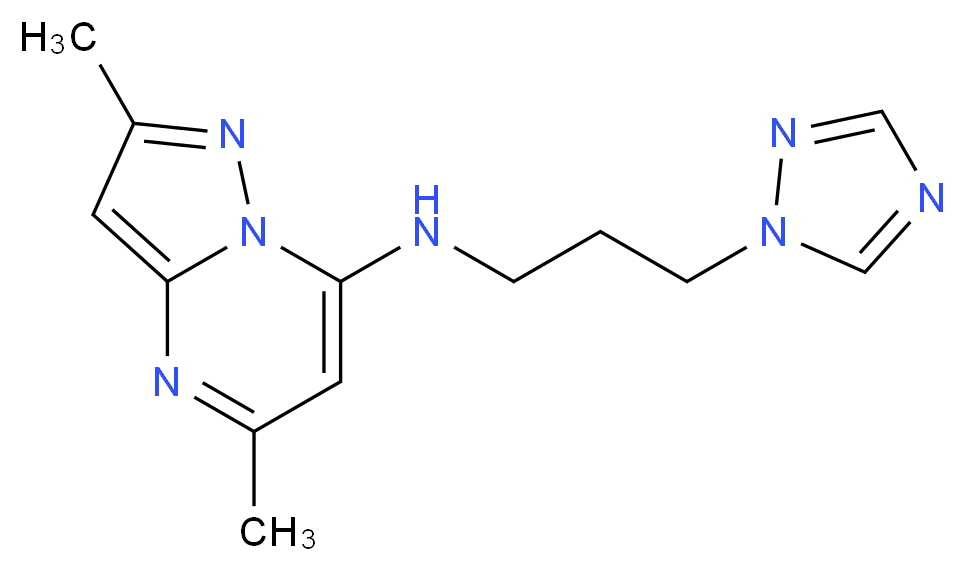 2,5-dimethyl-N-[3-(1H-1,2,4-triazol-1-yl)propyl]pyrazolo[1,5-a]pyrimidin-7-amine_分子结构_CAS_)