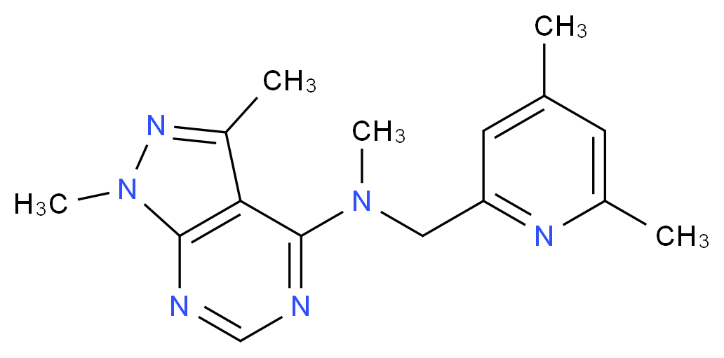 N-[(4,6-dimethyl-2-pyridinyl)methyl]-N,1,3-trimethyl-1H-pyrazolo[3,4-d]pyrimidin-4-amine_分子结构_CAS_)