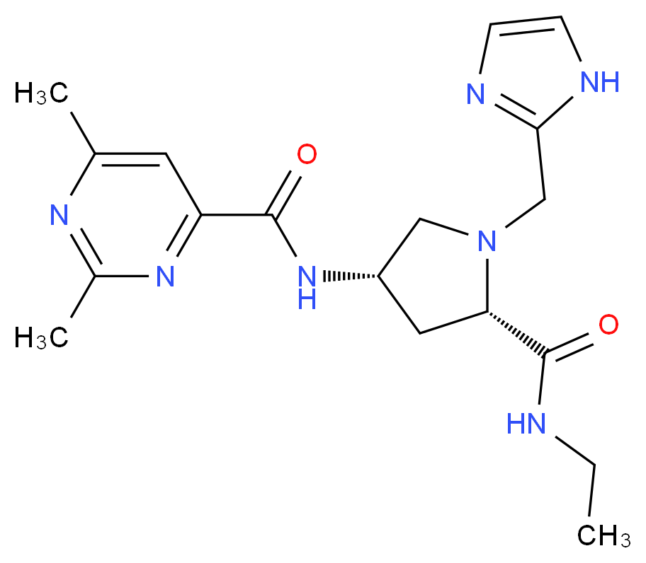 N-[(3S,5S)-5-[(ethylamino)carbonyl]-1-(1H-imidazol-2-ylmethyl)pyrrolidin-3-yl]-2,6-dimethylpyrimidine-4-carboxamide (non-preferred name)_分子结构_CAS_)