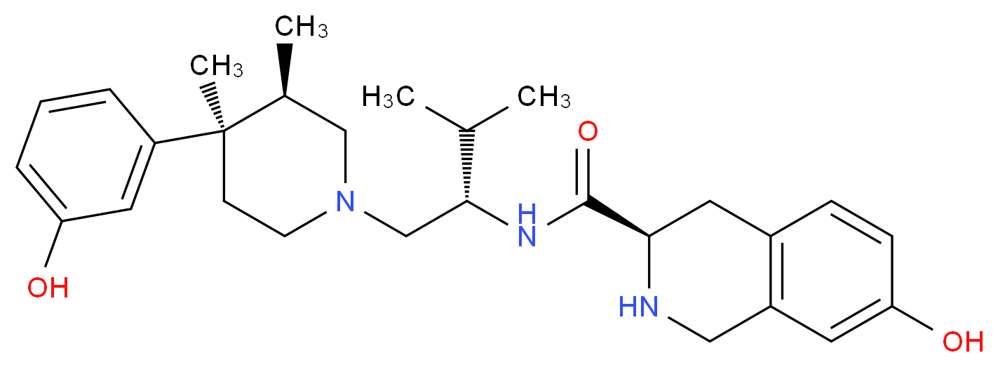 (3R)-7-hydroxy-N-[(2S)-1-[(3R,4R)-4-(3-hydroxyphenyl)-3,4-dimethylpiperidin-1-yl]-3-methylbutan-2-yl]-1,2,3,4-tetrahydroisoquinoline-3-carboxamide_分子结构_CAS_361444-66-8