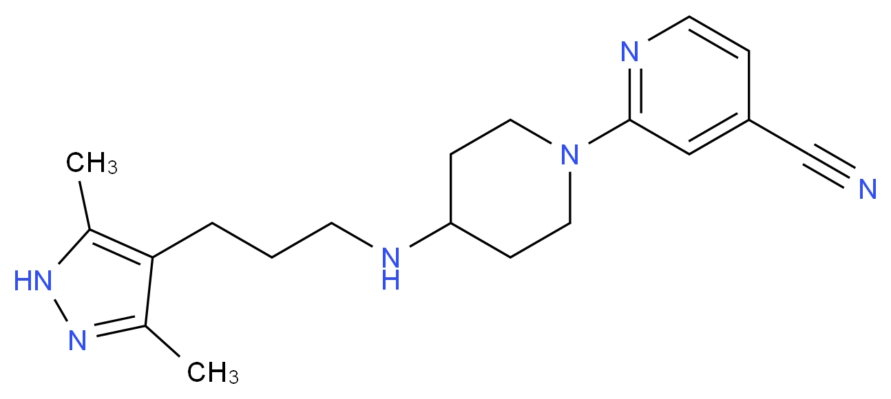 2-(4-{[3-(3,5-dimethyl-1H-pyrazol-4-yl)propyl]amino}piperidin-1-yl)isonicotinonitrile_分子结构_CAS_)