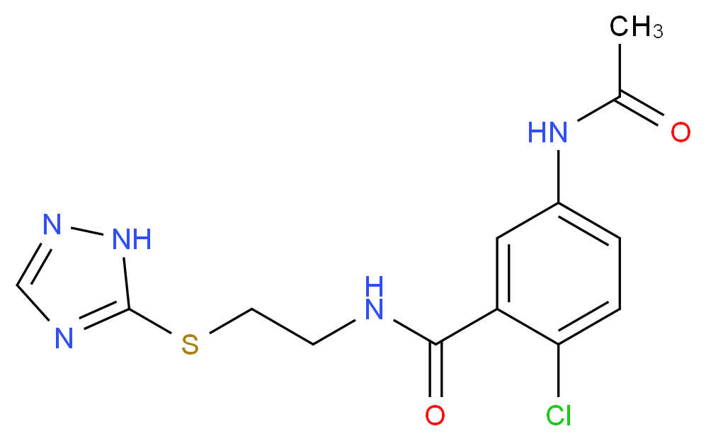 5-(acetylamino)-2-chloro-N-[2-(1H-1,2,4-triazol-5-ylthio)ethyl]benzamide_分子结构_CAS_)
