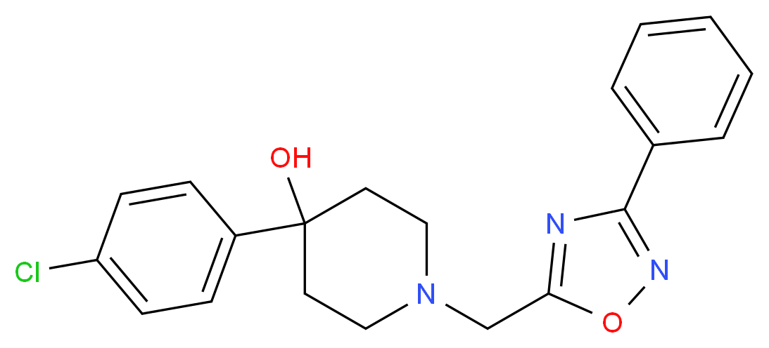 4-(4-chlorophenyl)-1-[(3-phenyl-1,2,4-oxadiazol-5-yl)methyl]-4-piperidinol_分子结构_CAS_)