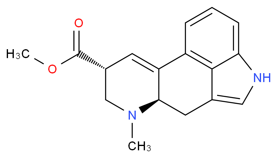 methyl (4R,7R)-6-methyl-6,11-diazatetracyclo[7.6.1.0<sup>2</sup>,<sup>7</sup>.0<sup>1</sup><sup>2</sup>,<sup>1</sup><sup>6</sup>]hexadeca-1(16),2,9,12,14-pentaene-4-carboxylate_分子结构_CAS_4579-64-0