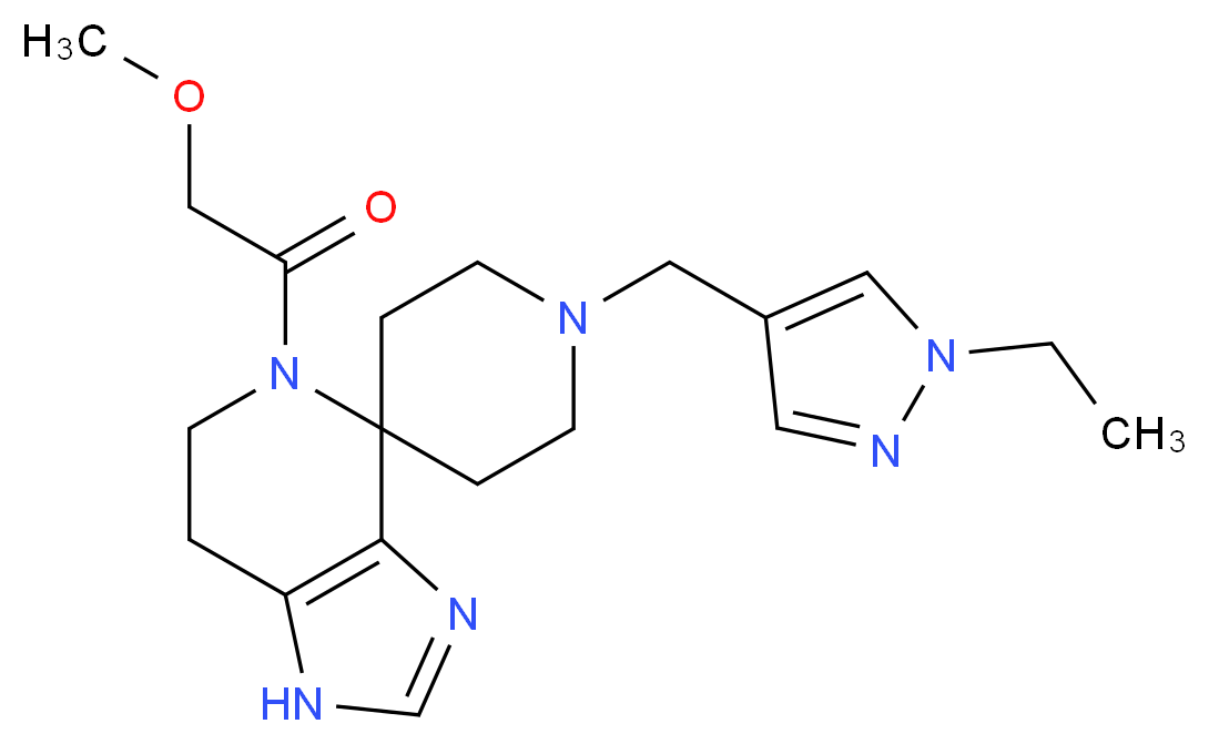 1'-[(1-ethyl-1H-pyrazol-4-yl)methyl]-5-(methoxyacetyl)-1,5,6,7-tetrahydrospiro[imidazo[4,5-c]pyridine-4,4'-piperidine]_分子结构_CAS_)