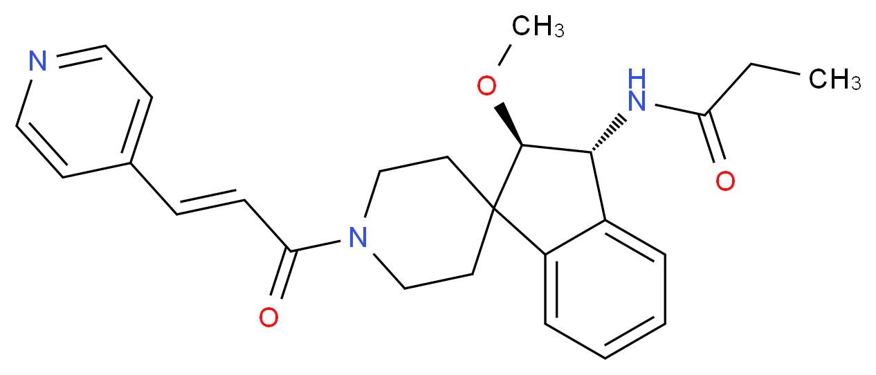 N-{(2R*,3R*)-2-methoxy-1'-[(2E)-3-(4-pyridinyl)-2-propenoyl]-2,3-dihydrospiro[indene-1,4'-piperidin]-3-yl}propanamide_分子结构_CAS_)