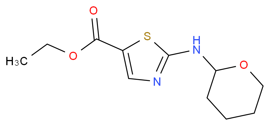 ethyl 2-[(oxan-2-yl)amino]-1,3-thiazole-5-carboxylate_分子结构_CAS_1029088-17-2