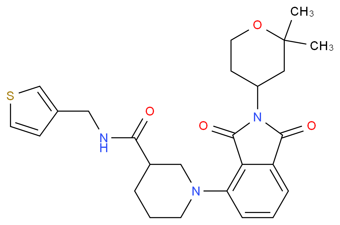 1-[2-(2,2-dimethyltetrahydro-2H-pyran-4-yl)-1,3-dioxo-2,3-dihydro-1H-isoindol-4-yl]-N-(3-thienylmethyl)-3-piperidinecarboxamide_分子结构_CAS_)