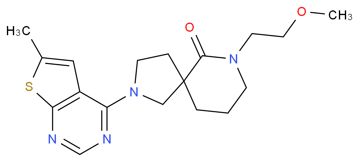 7-(2-methoxyethyl)-2-(6-methylthieno[2,3-d]pyrimidin-4-yl)-2,7-diazaspiro[4.5]decan-6-one_分子结构_CAS_)