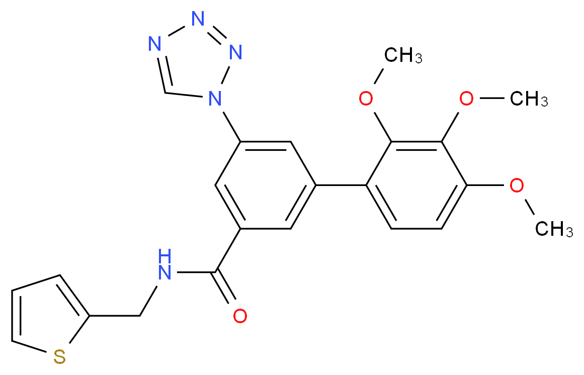 2',3',4'-trimethoxy-5-(1H-tetrazol-1-yl)-N-(2-thienylmethyl)-3-biphenylcarboxamide_分子结构_CAS_)