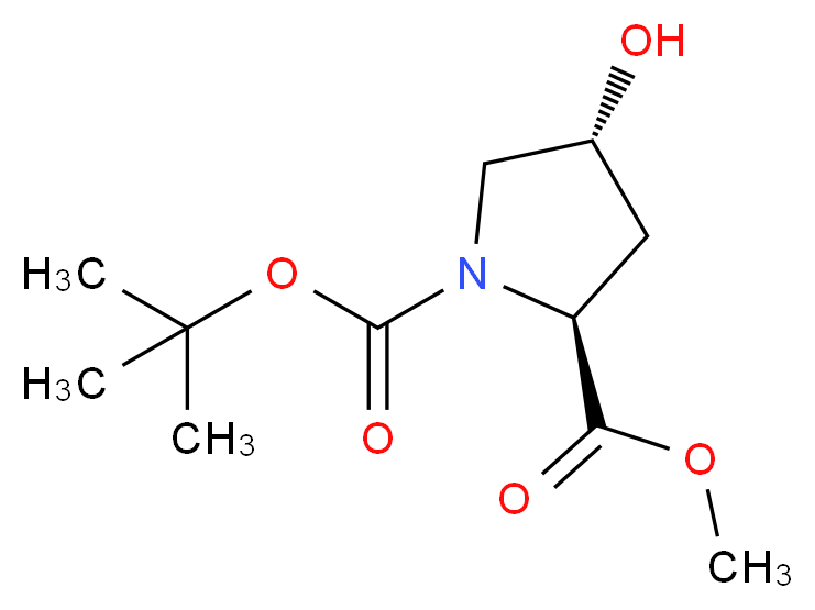 (2S,4R)-4-Hydroxypyrrolidine-1,2-dicarboxylic Acid 1-tert-Butyl Ester 2-Methyl Ester_分子结构_CAS_74844-91-0)