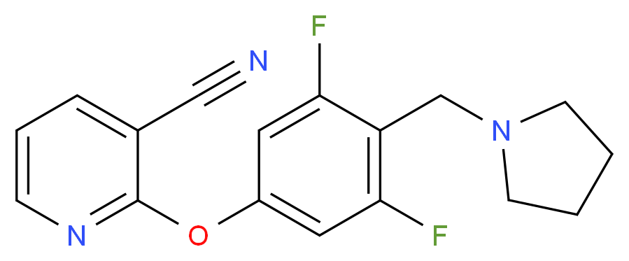 2-[3,5-difluoro-4-(pyrrolidin-1-ylmethyl)phenoxy]nicotinonitrile_分子结构_CAS_)