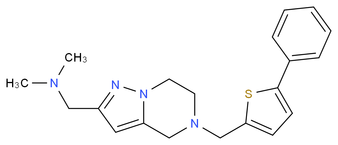N,N-dimethyl-1-{5-[(5-phenyl-2-thienyl)methyl]-4,5,6,7-tetrahydropyrazolo[1,5-a]pyrazin-2-yl}methanamine_分子结构_CAS_)