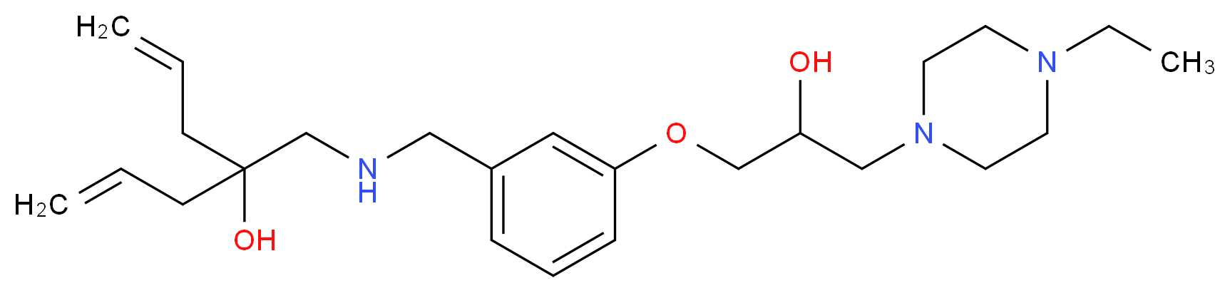 4-[({3-[3-(4-ethyl-1-piperazinyl)-2-hydroxypropoxy]benzyl}amino)methyl]-1,6-heptadien-4-ol_分子结构_CAS_)