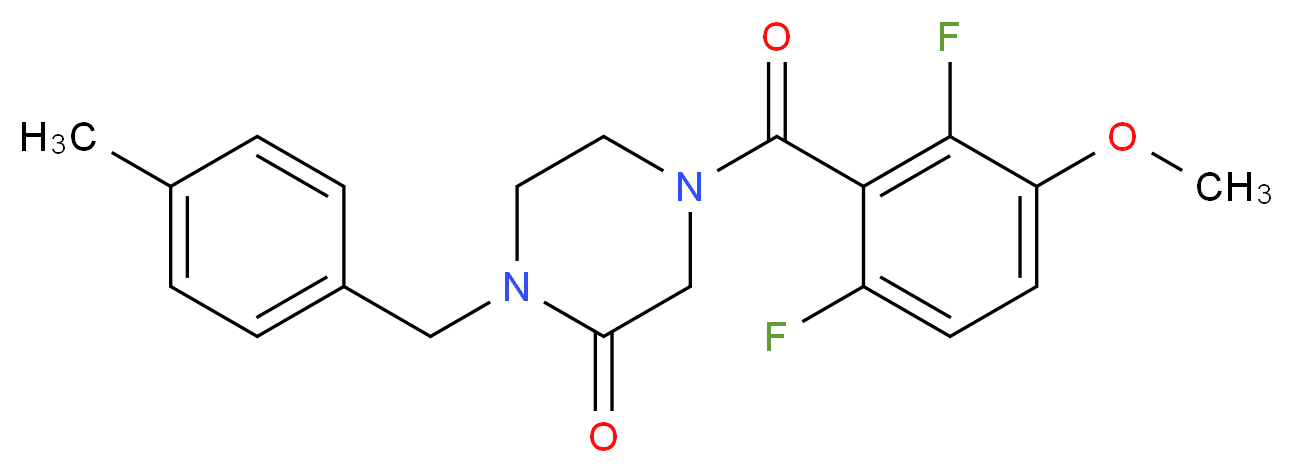 4-(2,6-difluoro-3-methoxybenzoyl)-1-(4-methylbenzyl)-2-piperazinone_分子结构_CAS_)