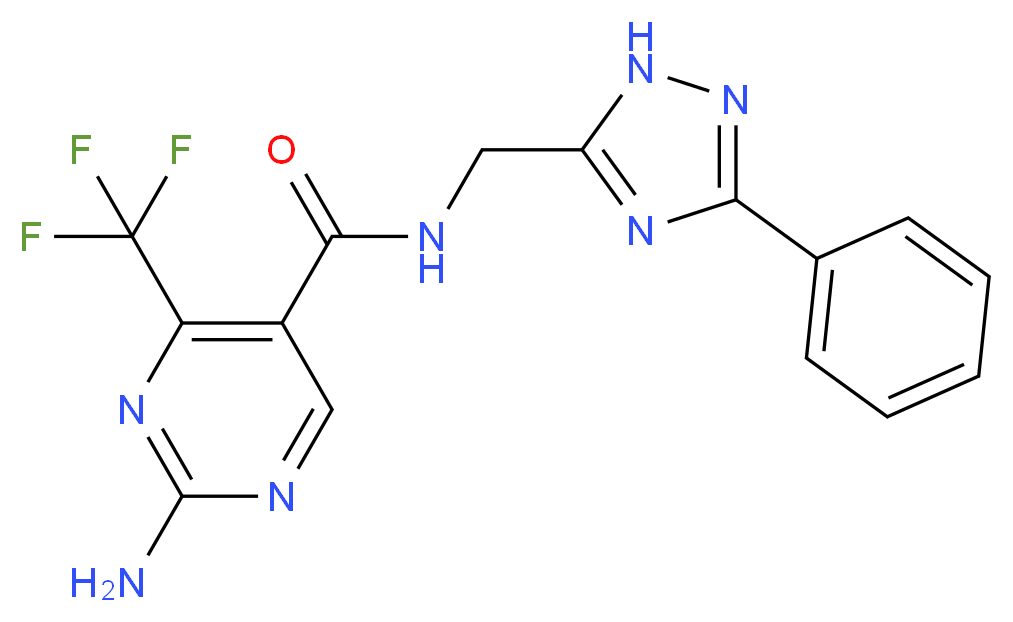 2-amino-N-[(3-phenyl-1H-1,2,4-triazol-5-yl)methyl]-4-(trifluoromethyl)pyrimidine-5-carboxamide_分子结构_CAS_)