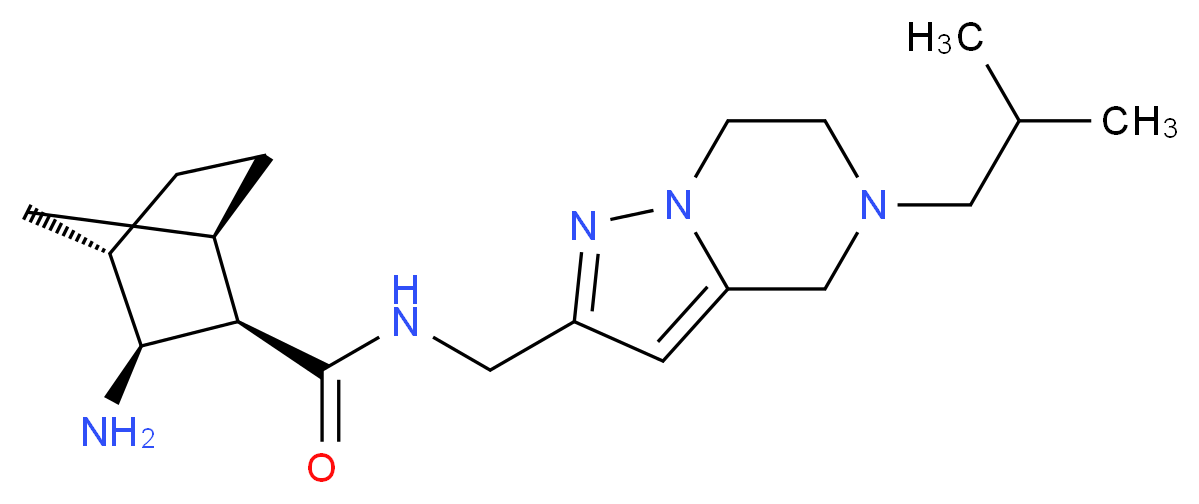 (1R*,2R*,3S*,4S*)-3-amino-N-[(5-isobutyl-4,5,6,7-tetrahydropyrazolo[1,5-a]pyrazin-2-yl)methyl]bicyclo[2.2.1]heptane-2-carboxamide_分子结构_CAS_)