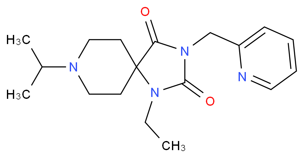 1-ethyl-8-isopropyl-3-(2-pyridinylmethyl)-1,3,8-triazaspiro[4.5]decane-2,4-dione_分子结构_CAS_)