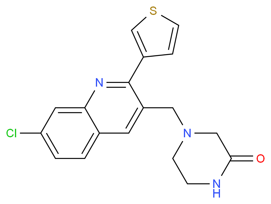 4-{[7-chloro-2-(3-thienyl)-3-quinolinyl]methyl}-2-piperazinone_分子结构_CAS_)