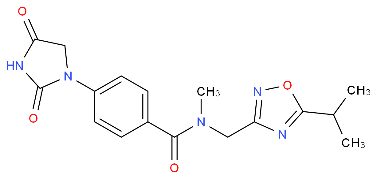 4-(2,4-dioxo-1-imidazolidinyl)-N-[(5-isopropyl-1,2,4-oxadiazol-3-yl)methyl]-N-methylbenzamide_分子结构_CAS_)