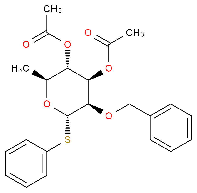 (2S,3S,4R,5R,6S)-4-(acetyloxy)-5-(benzyloxy)-2-methyl-6-(phenylsulfanyl)oxan-3-yl acetate_分子结构_CAS_849938-20-1