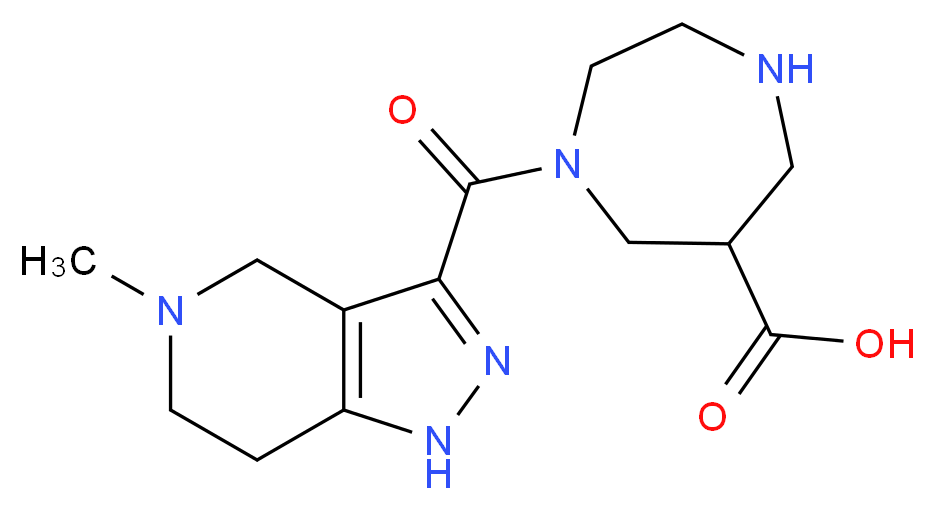 1-[(5-methyl-4,5,6,7-tetrahydro-1H-pyrazolo[4,3-c]pyridin-3-yl)carbonyl]-1,4-diazepane-6-carboxylic acid_分子结构_CAS_)