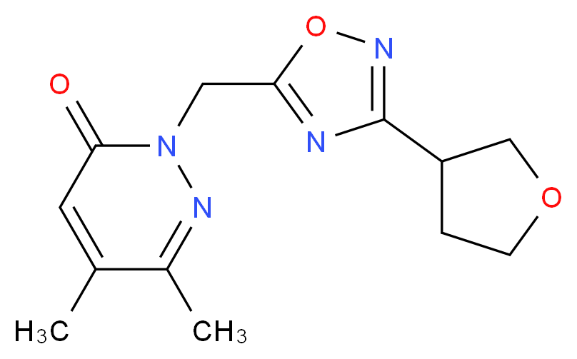 5,6-dimethyl-2-{[3-(tetrahydrofuran-3-yl)-1,2,4-oxadiazol-5-yl]methyl}pyridazin-3(2H)-one_分子结构_CAS_)