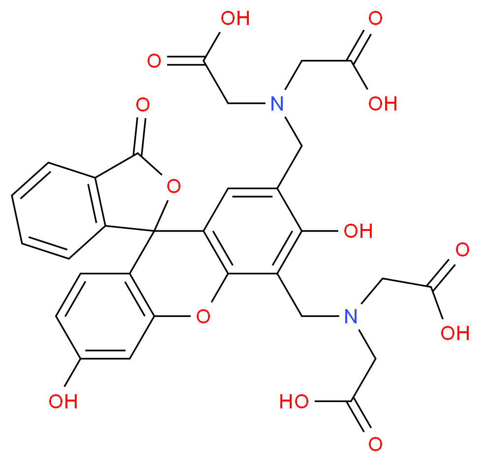 2-[(2'-{[bis(carboxymethyl)amino]methyl}-3',6'-dihydroxy-3-oxo-3H-spiro[2-benzofuran-1,9'-xanthene]-4'-ylmethyl)(carboxymethyl)amino]acetic acid_分子结构_CAS_3147-15-7