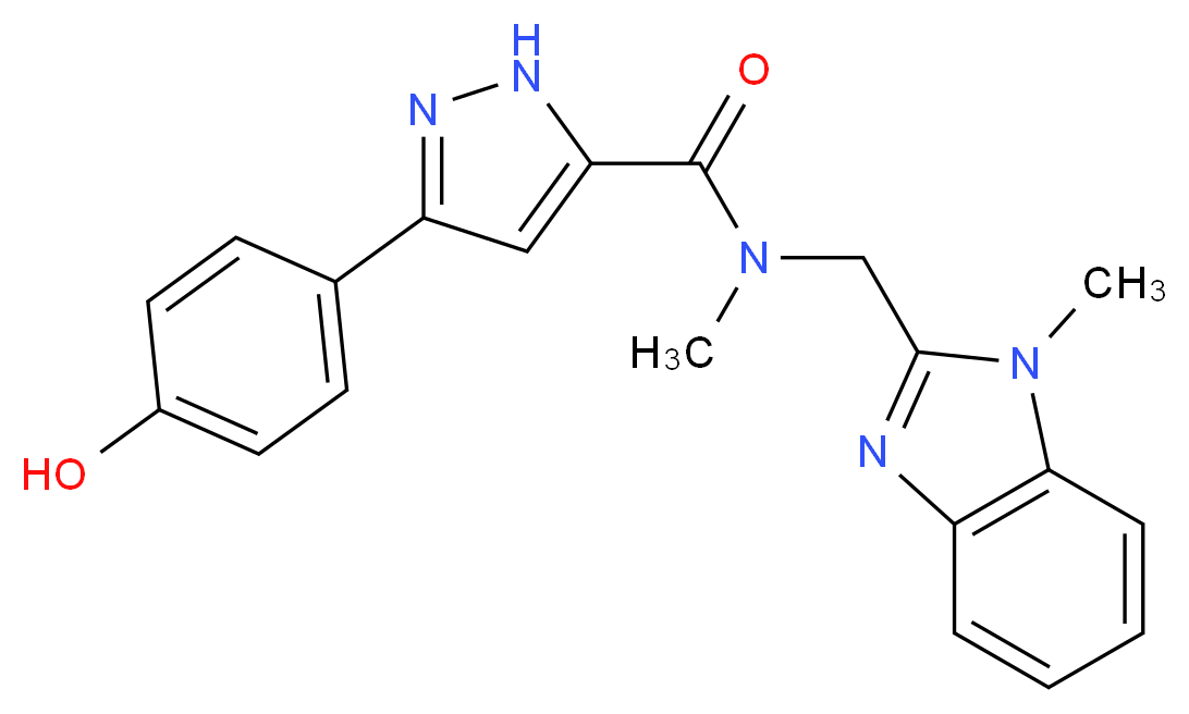 3-(4-hydroxyphenyl)-N-methyl-N-[(1-methyl-1H-benzimidazol-2-yl)methyl]-1H-pyrazole-5-carboxamide_分子结构_CAS_)