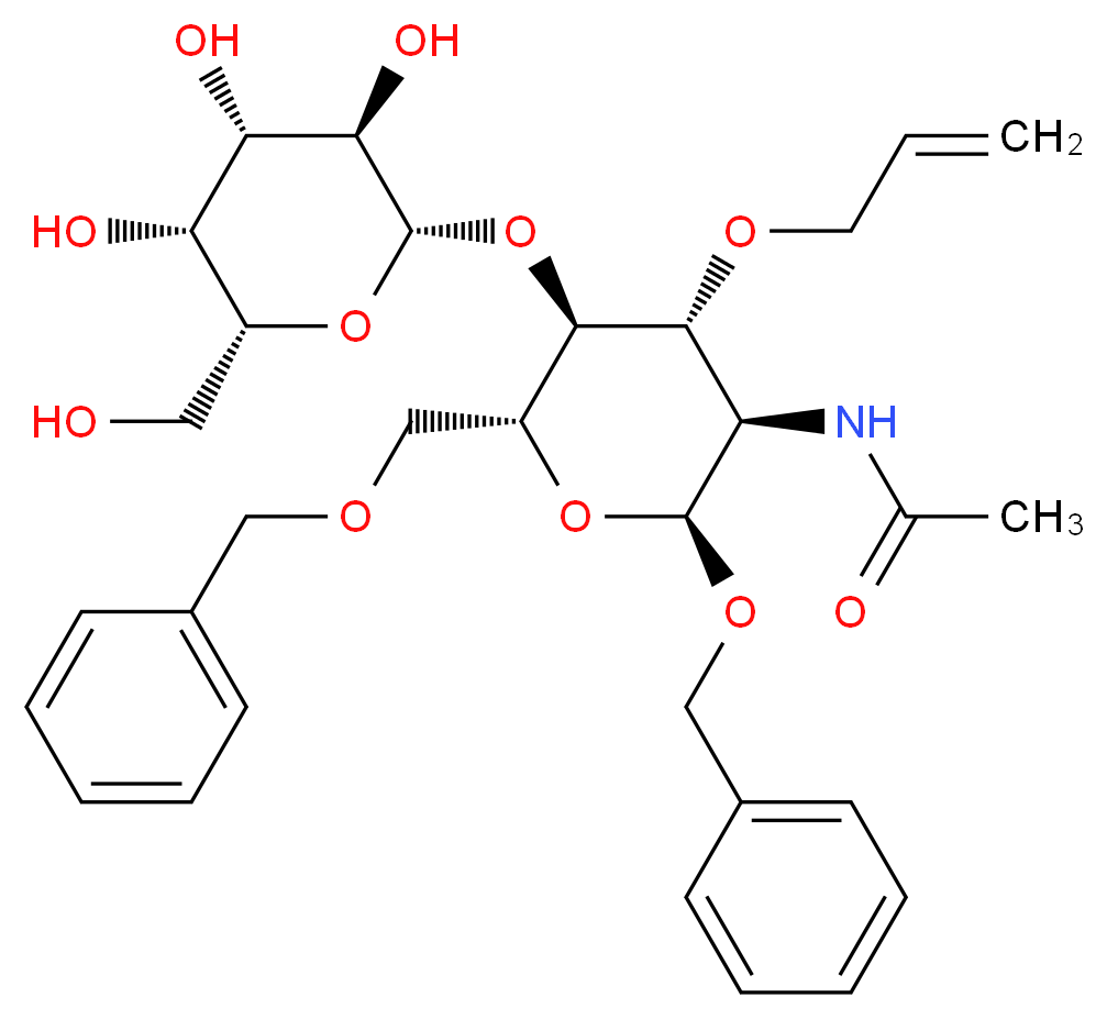 Benzyl 2-(Acetamido)-2-deoxy-6-O-benzyl-3-O-2-propen-1-yl-4-O-[β-D-galactopyranosyl]-α-D-glucopyranoside_分子结构_CAS_71207-97-1)