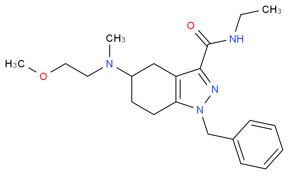 1-benzyl-N-ethyl-5-[(2-methoxyethyl)(methyl)amino]-4,5,6,7-tetrahydro-1H-indazole-3-carboxamide_分子结构_CAS_)