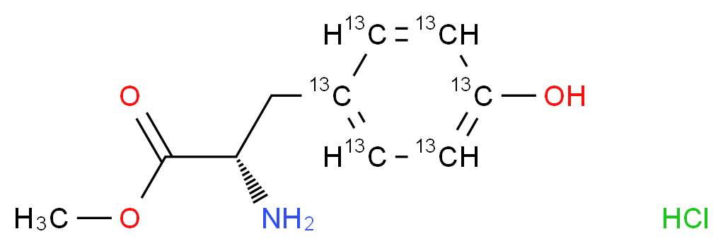 methyl (2S)-2-amino-3-[4-hydroxy(1,2,3,4,5,6-<sup>1</sup><sup>3</sup>C<sub>6</sub>)phenyl]propanoate hydrochloride_分子结构_CAS_857665-74-8