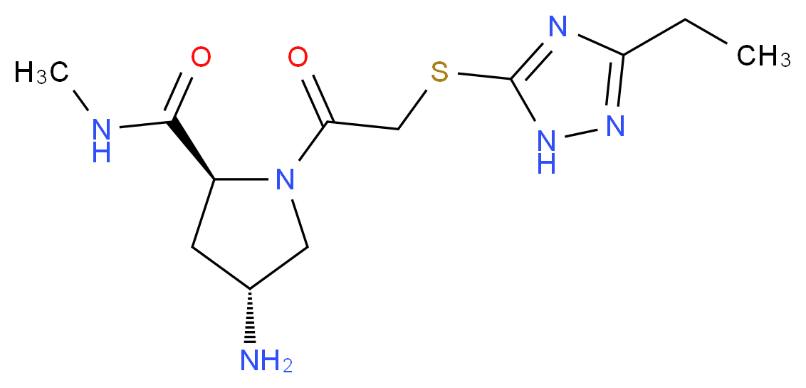 (4R)-4-amino-1-{[(3-ethyl-1H-1,2,4-triazol-5-yl)thio]acetyl}-N-methyl-L-prolinamide_分子结构_CAS_)