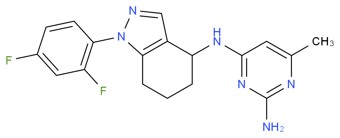 N~4~-[1-(2,4-difluorophenyl)-4,5,6,7-tetrahydro-1H-indazol-4-yl]-6-methylpyrimidine-2,4-diamine_分子结构_CAS_)