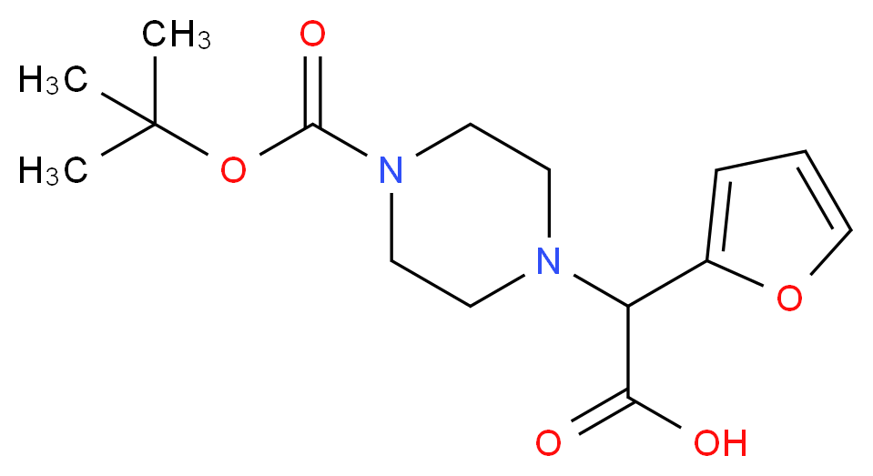 2-(4-Boc-哌嗪-1-基)-2-(呋喃-2-基)乙酸_分子结构_CAS_870719-85-0)