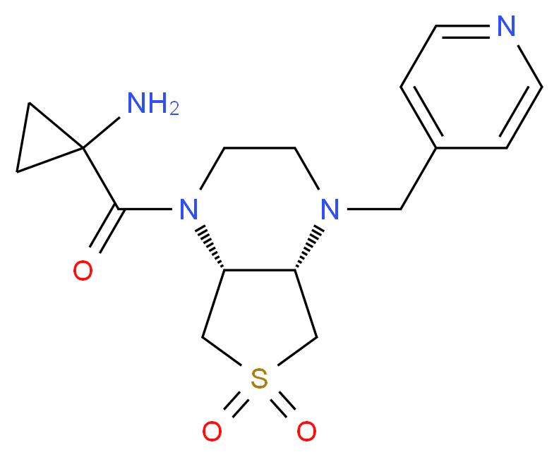 (1-{[(4aS*,7aR*)-6,6-dioxido-4-(4-pyridinylmethyl)hexahydrothieno[3,4-b]pyrazin-1(2H)-yl]carbonyl}cyclopropyl)amine_分子结构_CAS_)