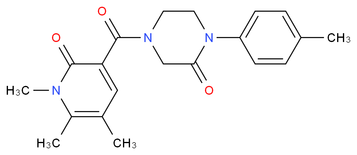 1-(4-methylphenyl)-4-[(1,5,6-trimethyl-2-oxo-1,2-dihydro-3-pyridinyl)carbonyl]-2-piperazinone_分子结构_CAS_)